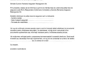 Cerere de denuntare a asigurarii RCA Euroins page 0001